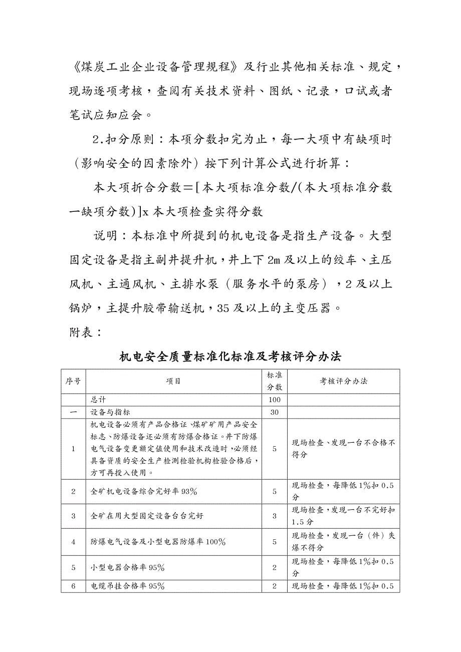 品质管理制度表格煤矿安全质量标准化标准及考核评级办法_第5页