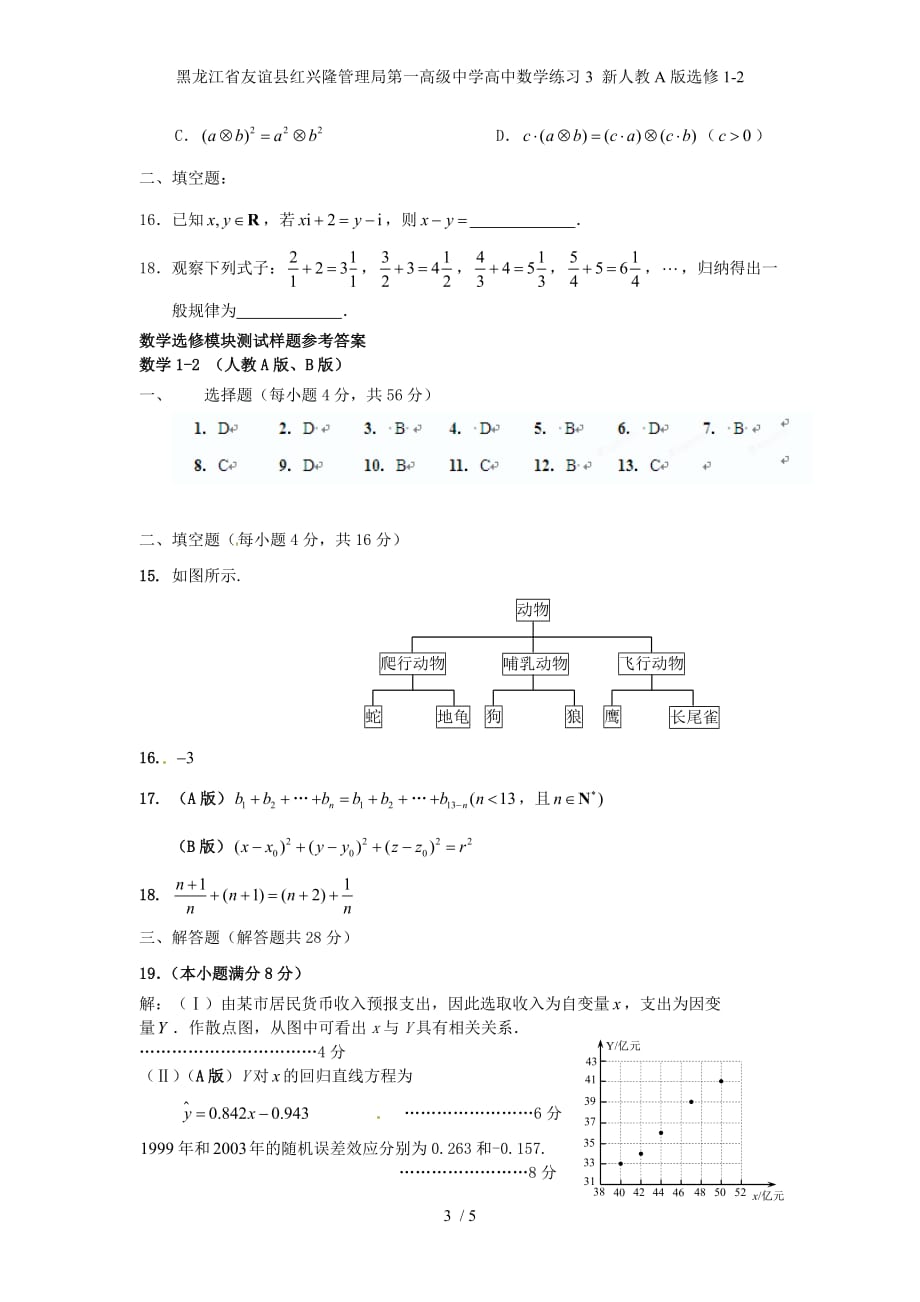 黑龙江省友谊县红兴隆管理局第一高级中学高中数学练习3 新人教A版选修1-2_第3页