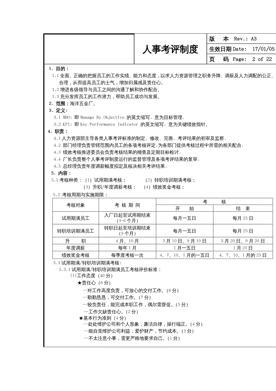 {企业管理制度}某五金厂人事考评管理制度_第4页