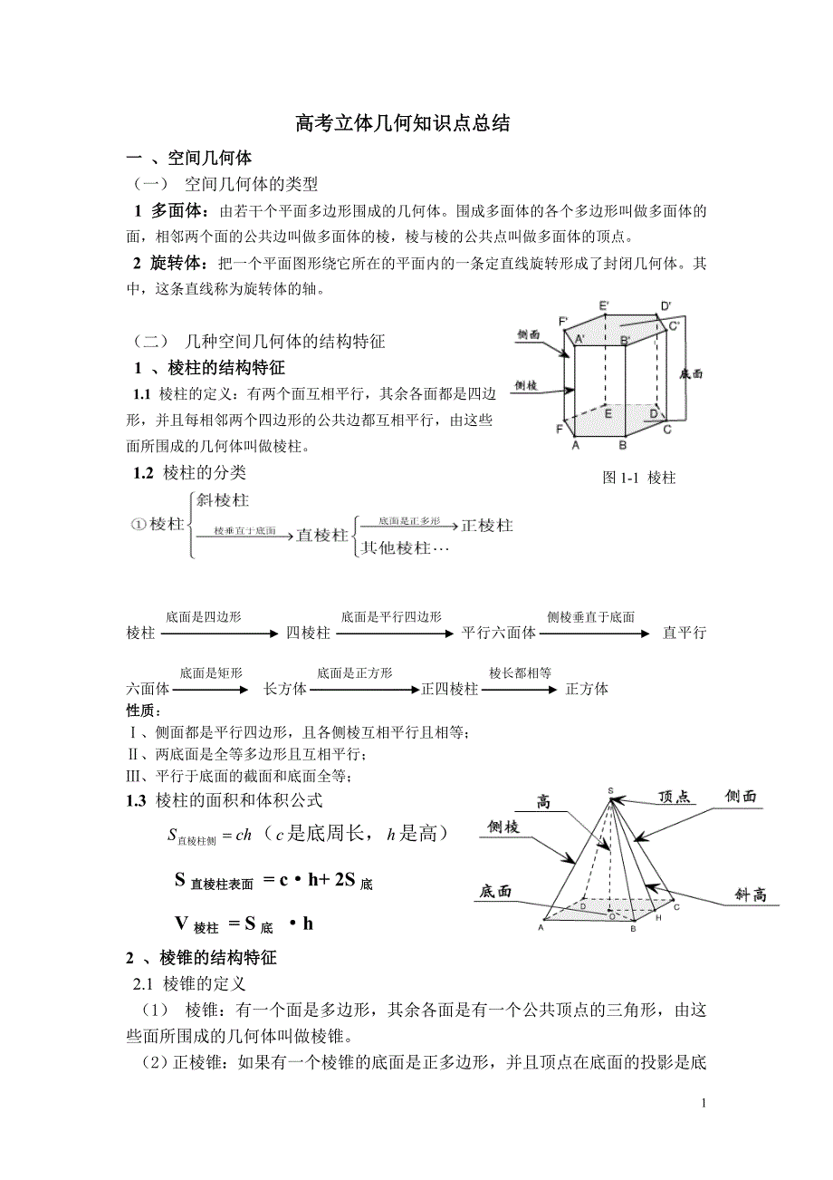 高考立体几何知识点总结(详细)-精编_第1页