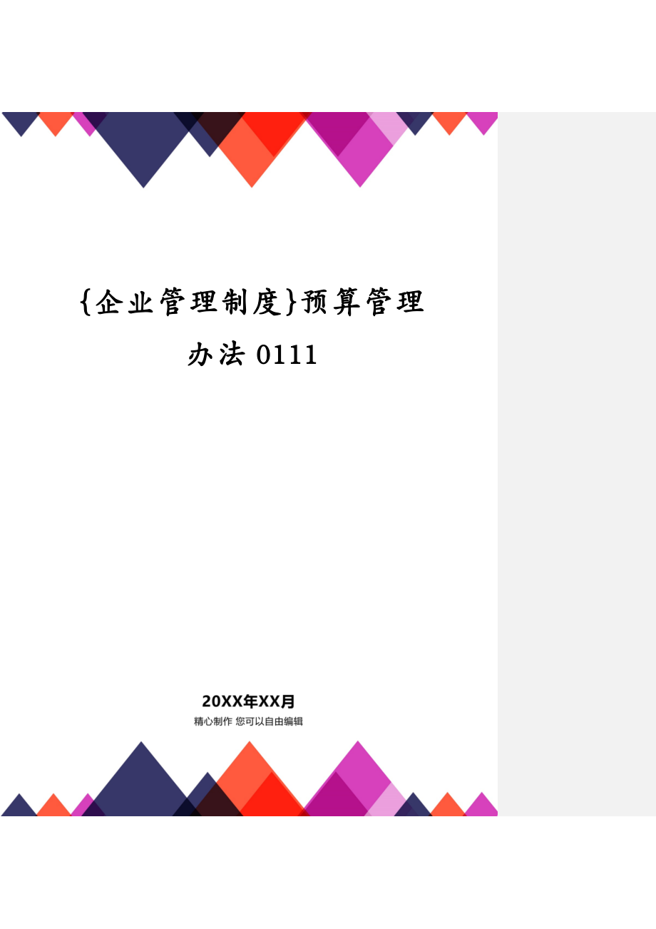 {企业管理制度}预算管理办法0111_第1页