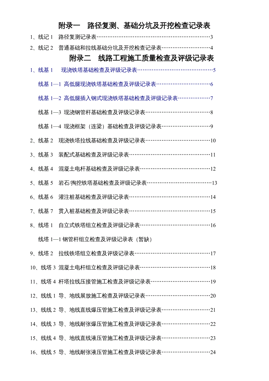 {电力公司管理}输电线路工程评级记录表DOC40页)_第2页