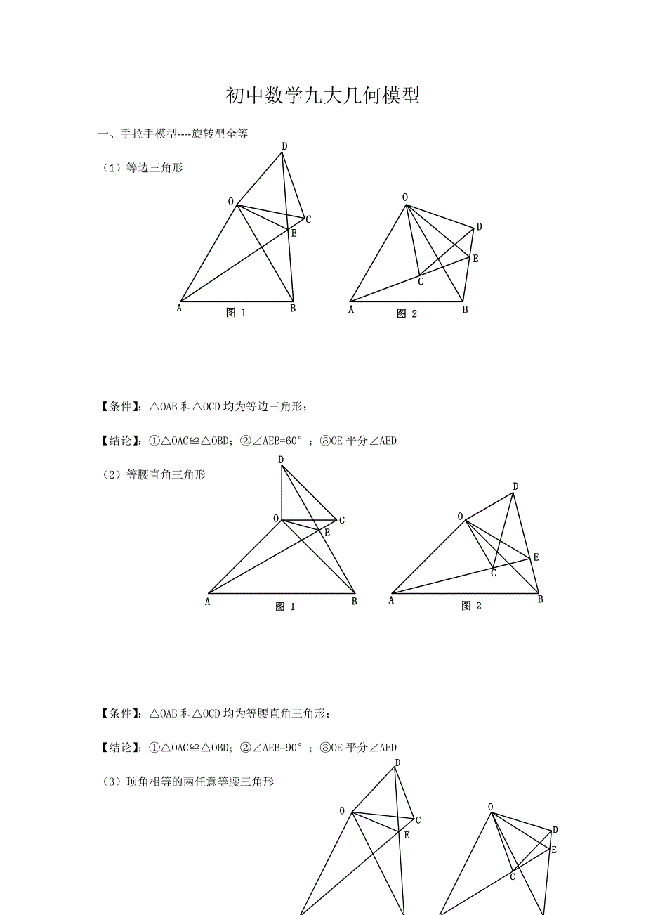 初中数学九大几何模型-初中几何九大模型-初中九大几何模型-_第1页