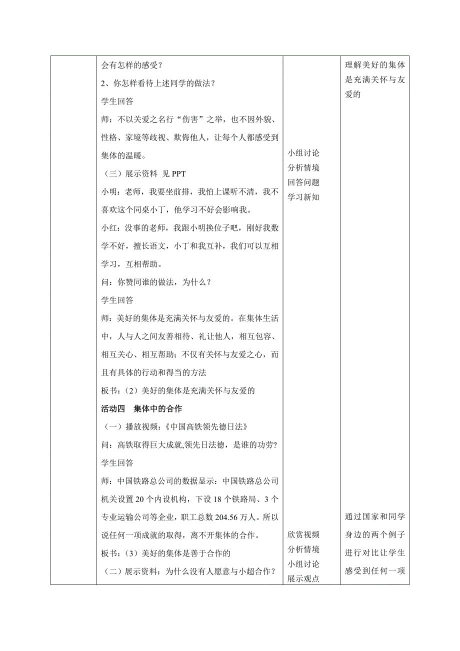 人教版道德与法治七年级下册《憧憬美好集体》教案-_第3页