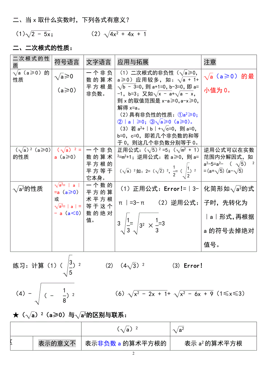 八年级下册数学--二次根式知识点整理-精编_第2页