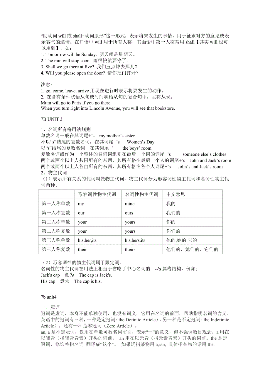 苏教版新译林七年级7B语法点整理-_第2页