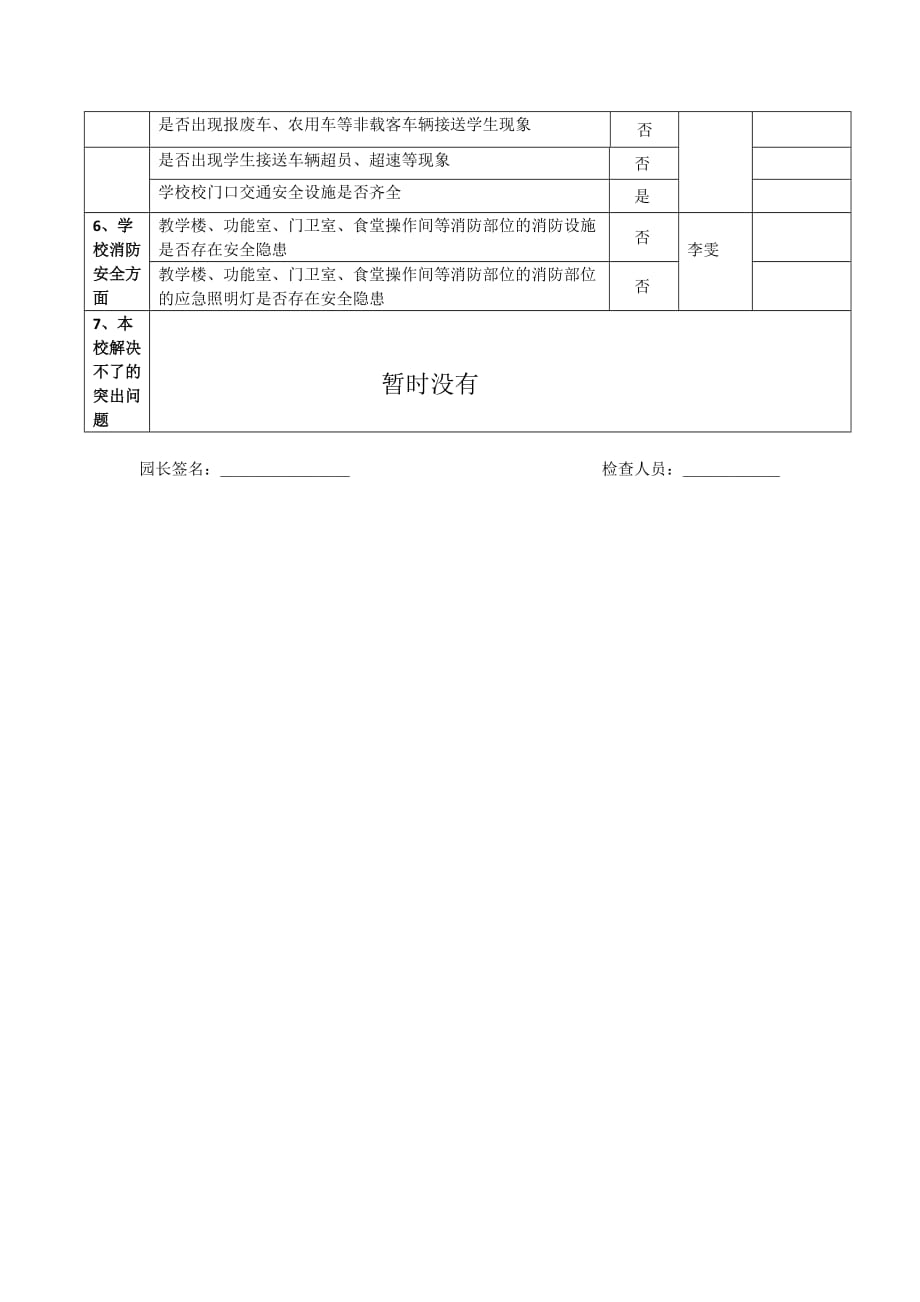 {精品}幼儿园安全工作月报表_第2页