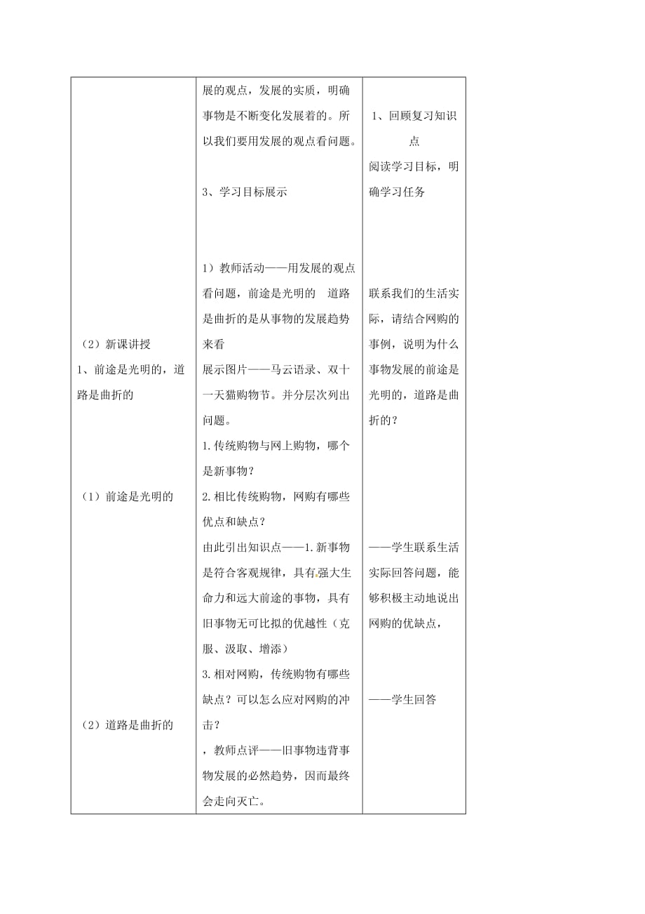 内蒙古开鲁县高中政治8.2用发展的观点看问题教案新人教版必修4_第2页