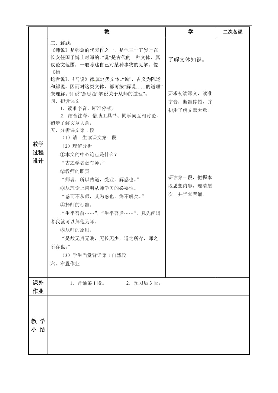 江苏省徐州市贾汪区高中语文《师说》教案2 苏教版必修3_第2页