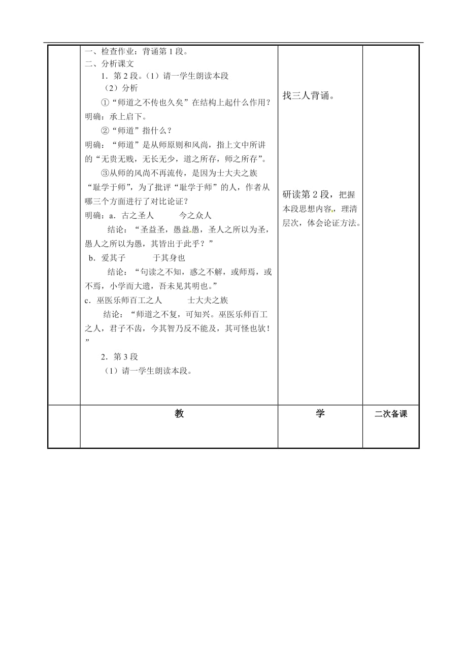 江苏省徐州市贾汪区高中语文《师说》教案2 苏教版必修3_第4页