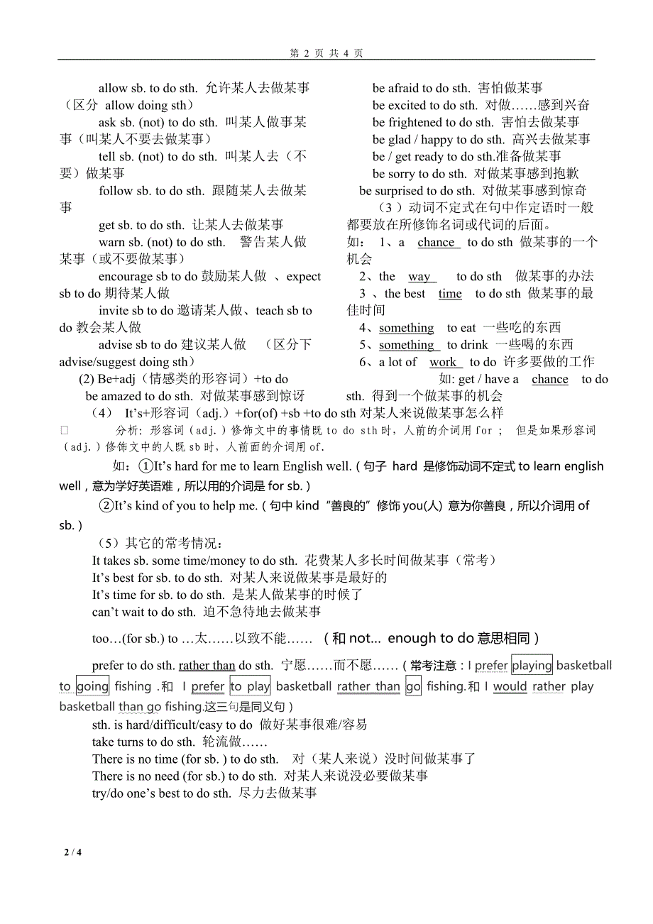 初中中考常见非谓语动词最全总结-精编_第2页