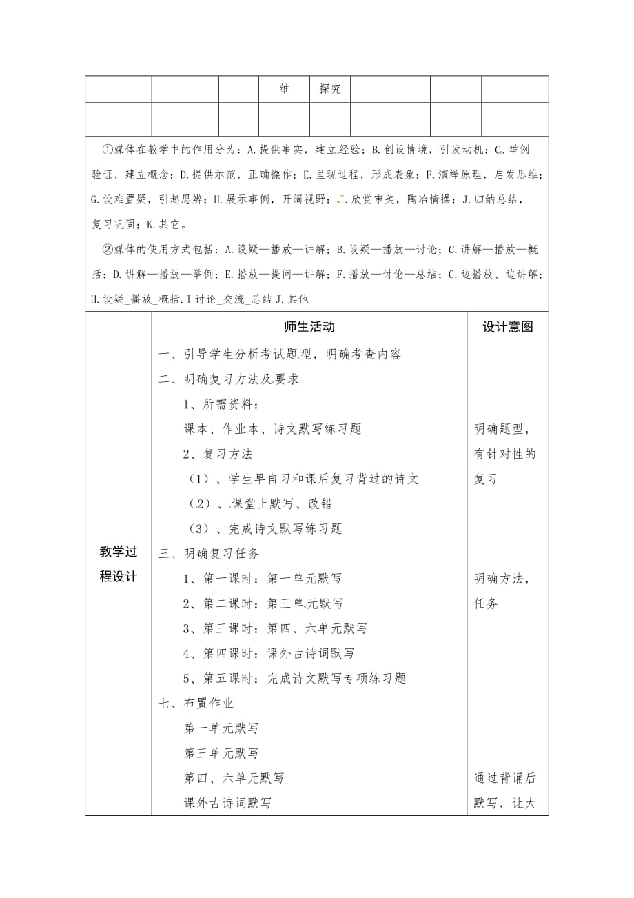 八年级语文上册教案：古诗文默写复习课_第2页