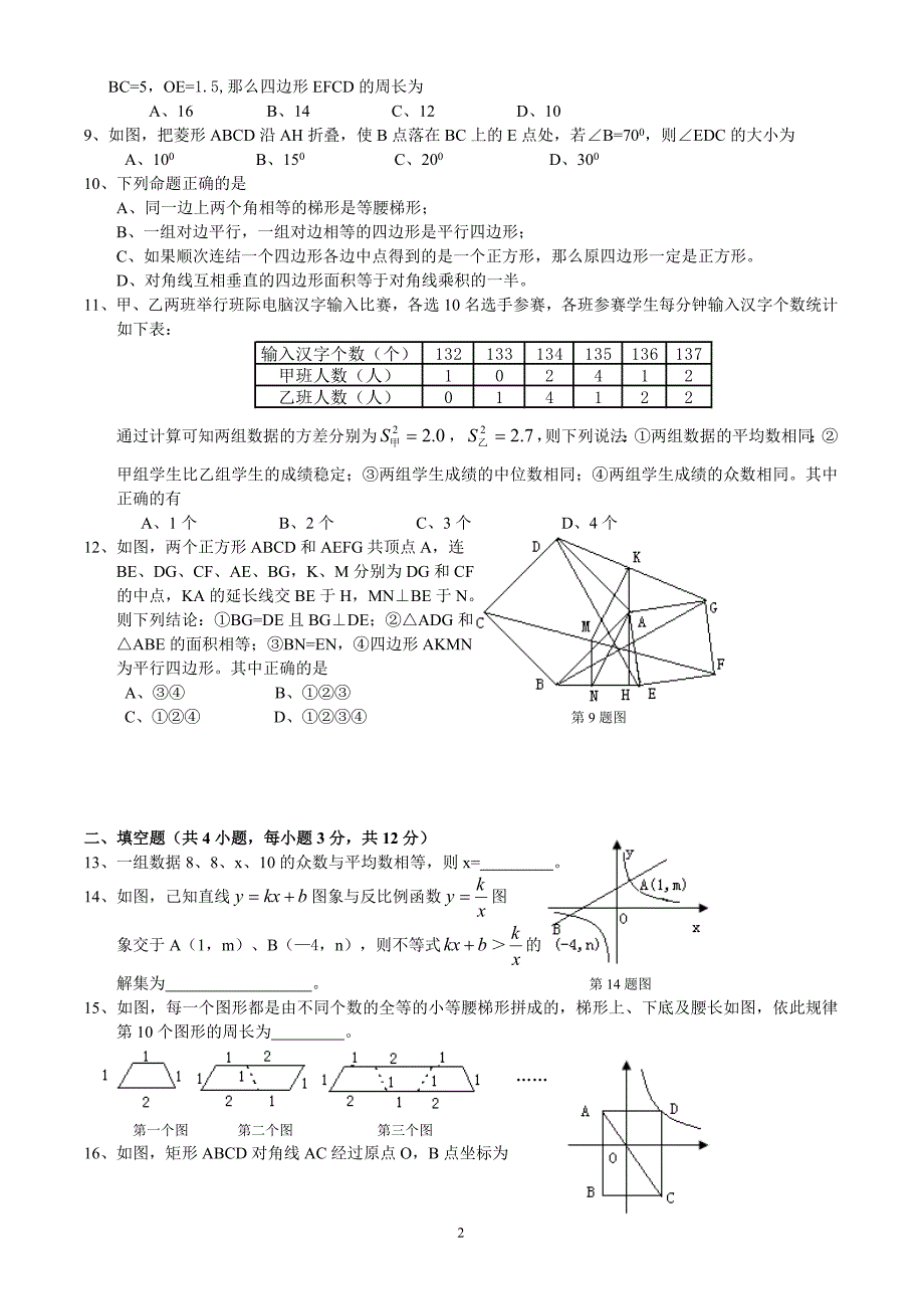 {精品}人教版八年级数学试卷及答案_第2页