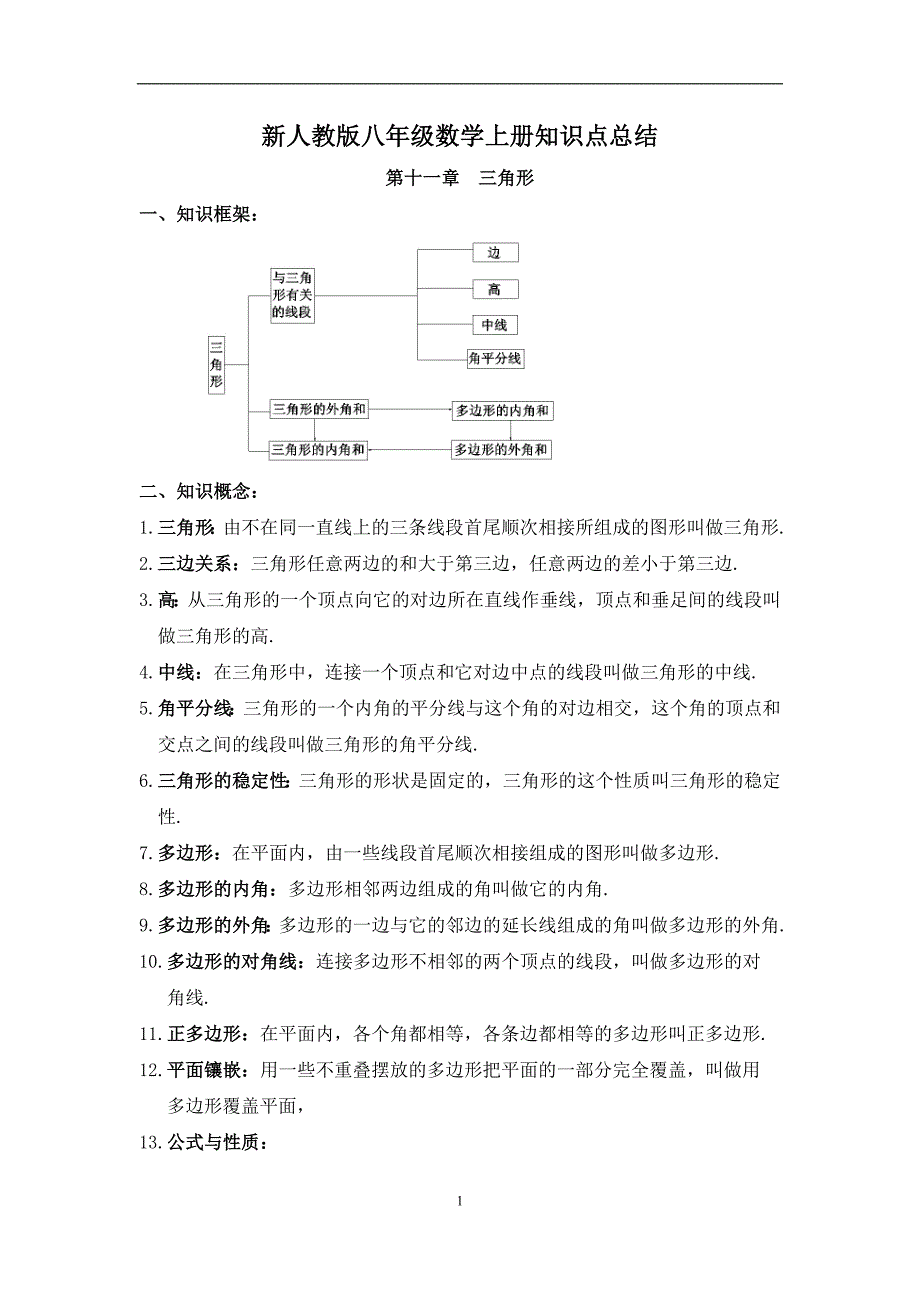 数学八年级上册三角形 章知识点总结-_第1页