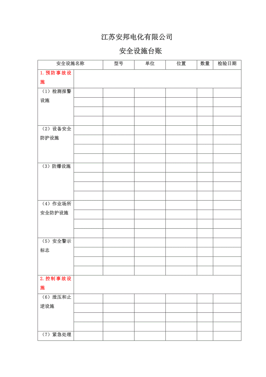 安全设施台账式样._第1页