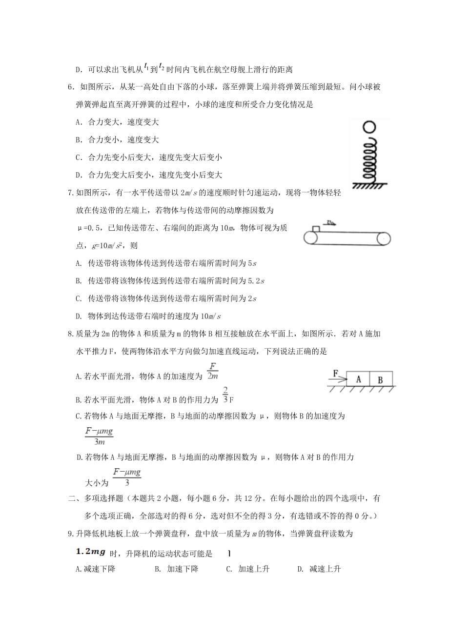 内蒙古杭锦后旗奋斗中学高二物理下学期期末考试试题（无答案）_第2页