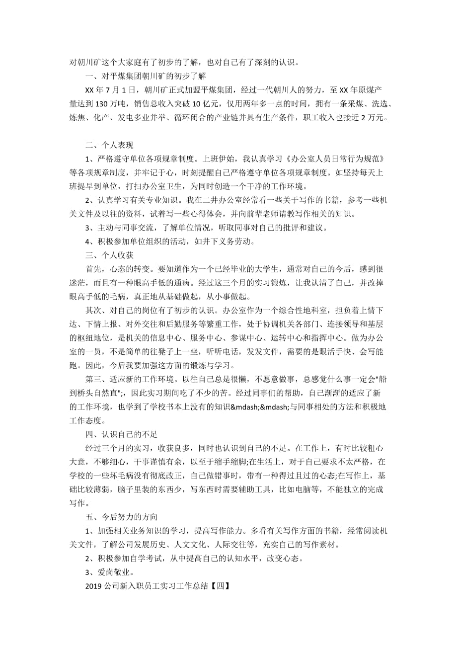 2019公司新入职员工实习工作总结_第3页