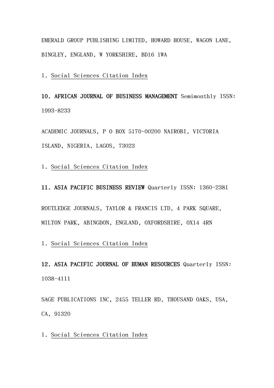 职业经理培训年SSCI收录管理学种期刊目录_第5页