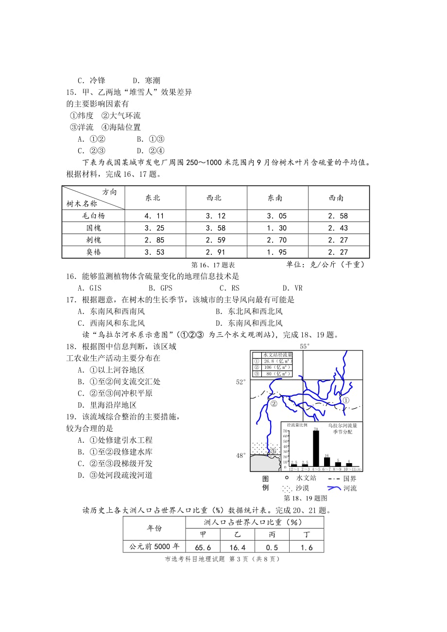 2020年高三地理选考模拟卷9_第3页