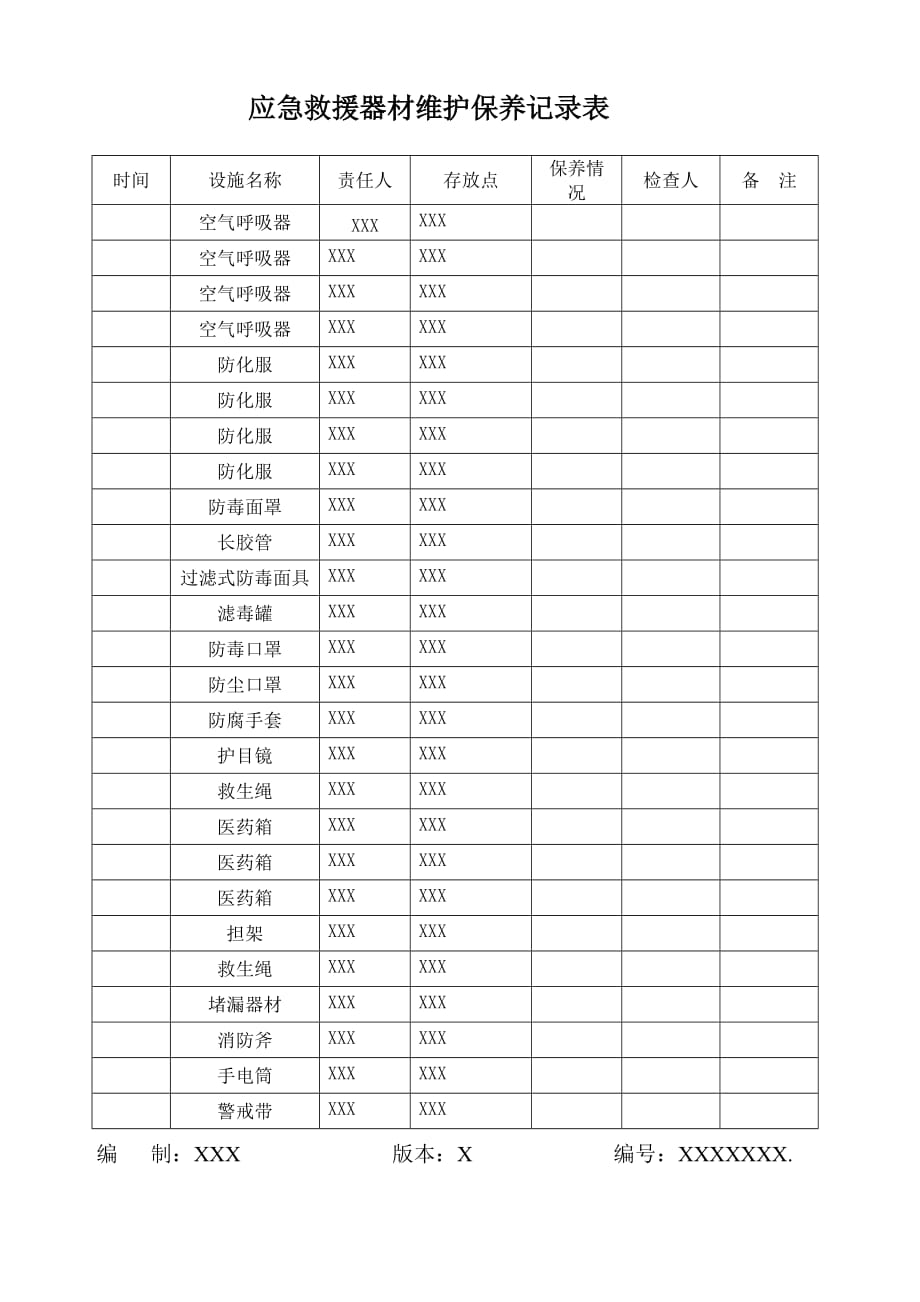 应急救援器材维护保养记录表-_第1页