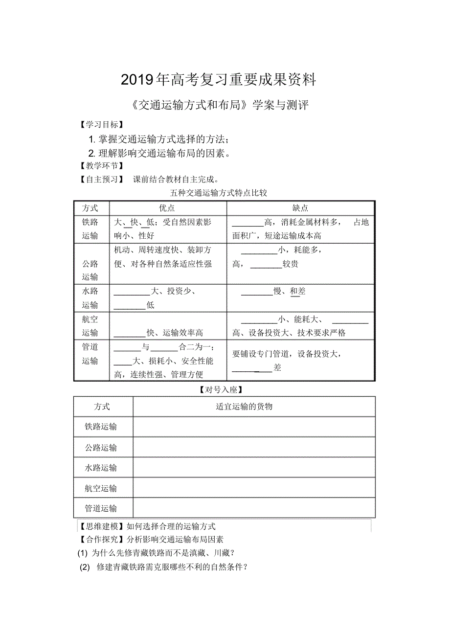 高考复习资料交通运输业学案(最新版-修订)_第1页