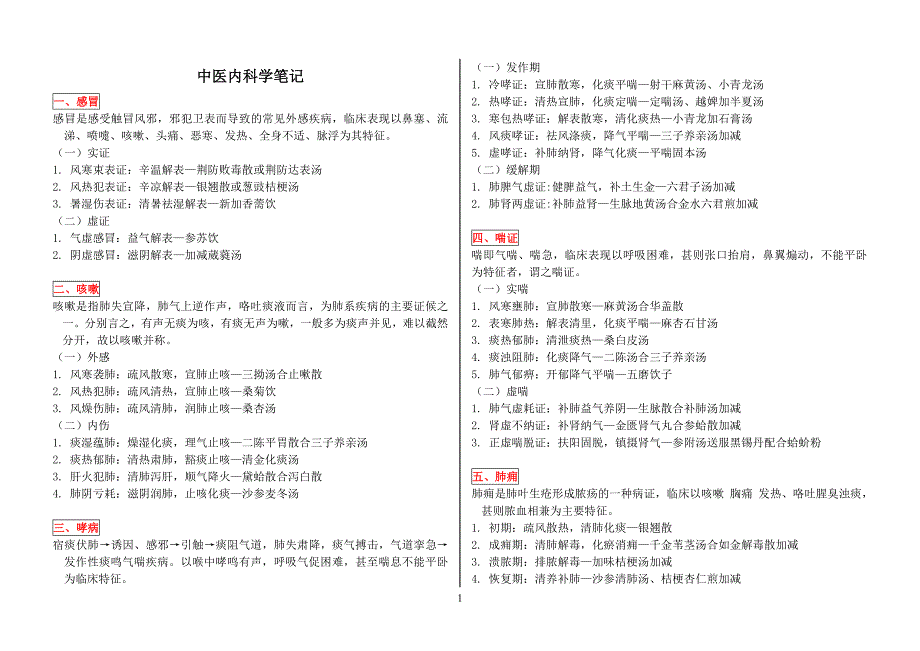 中医内科学笔记（最新编写-修订版）_第1页