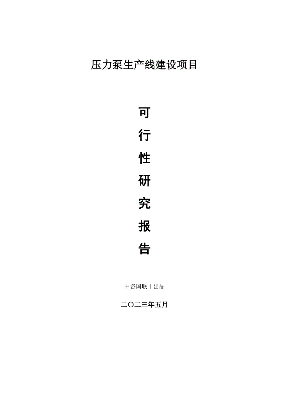 压力泵生产建设项目可行性研究报告_第1页