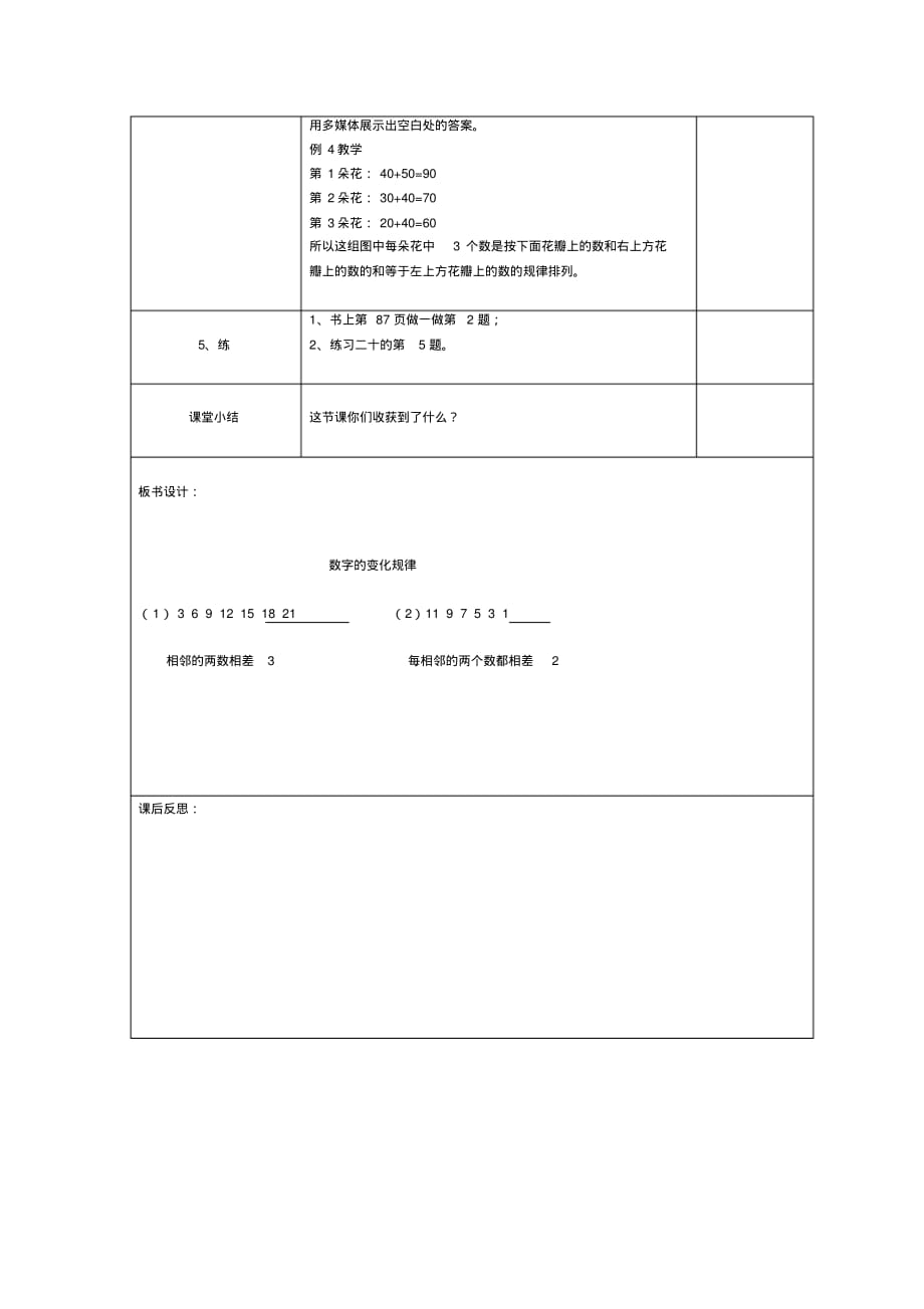 人教版1年级下册数学全册教学电子导学案第7单元找规律第3课时找规律—数字变化规律_第2页