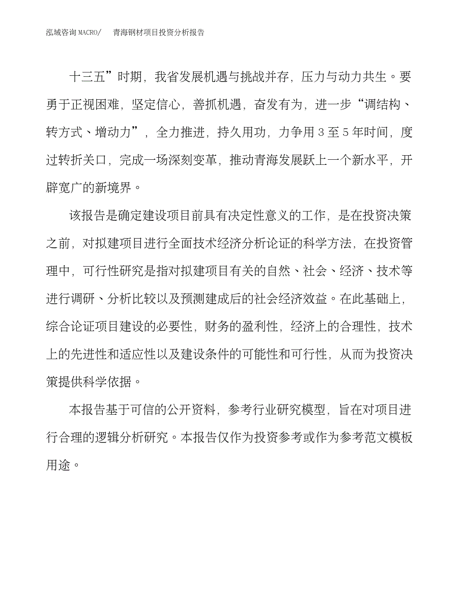 青海钢材项目投资分析报告_第4页
