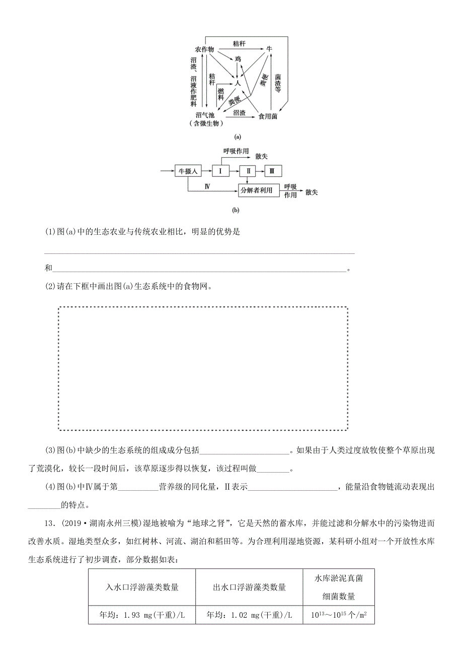 高三高考生物（艺术）二轮复习专项课后练习：生态系统与环境保护含解析_第4页