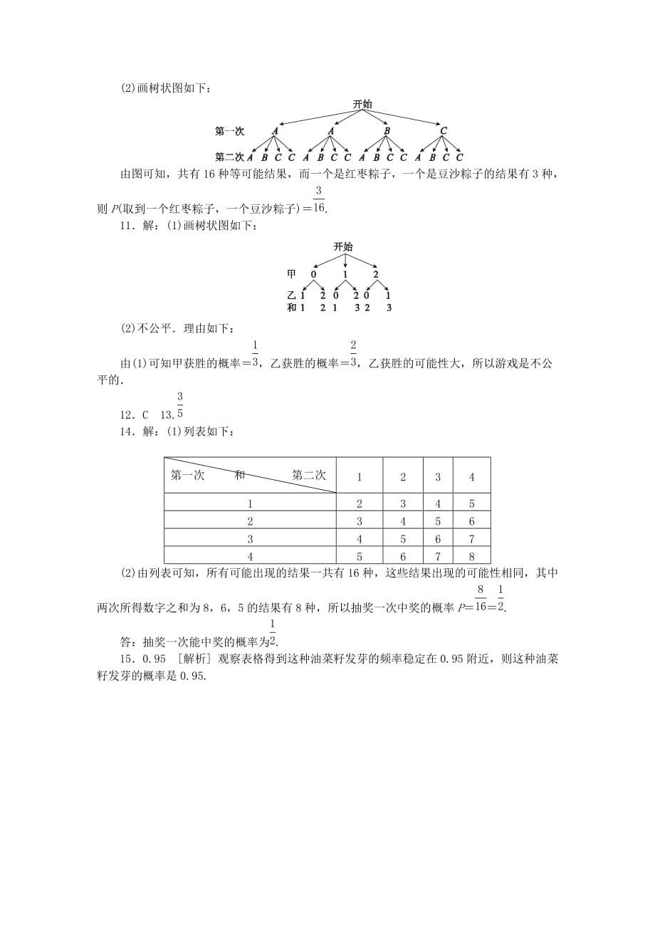 2020年苏科版九年级数学上册专题训练概率的计算方法（含答案）_第5页