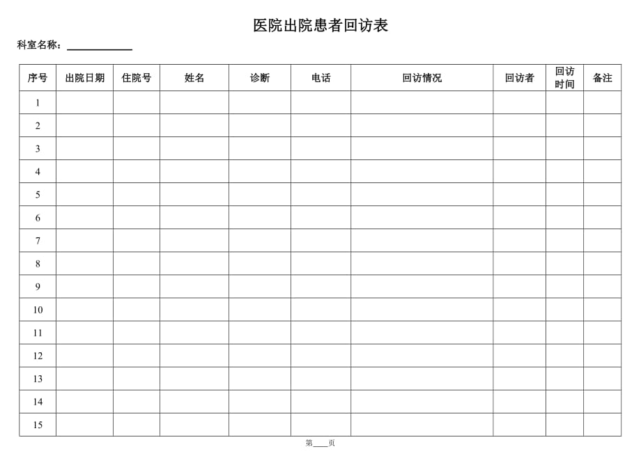 医院患者回访表-_第1页