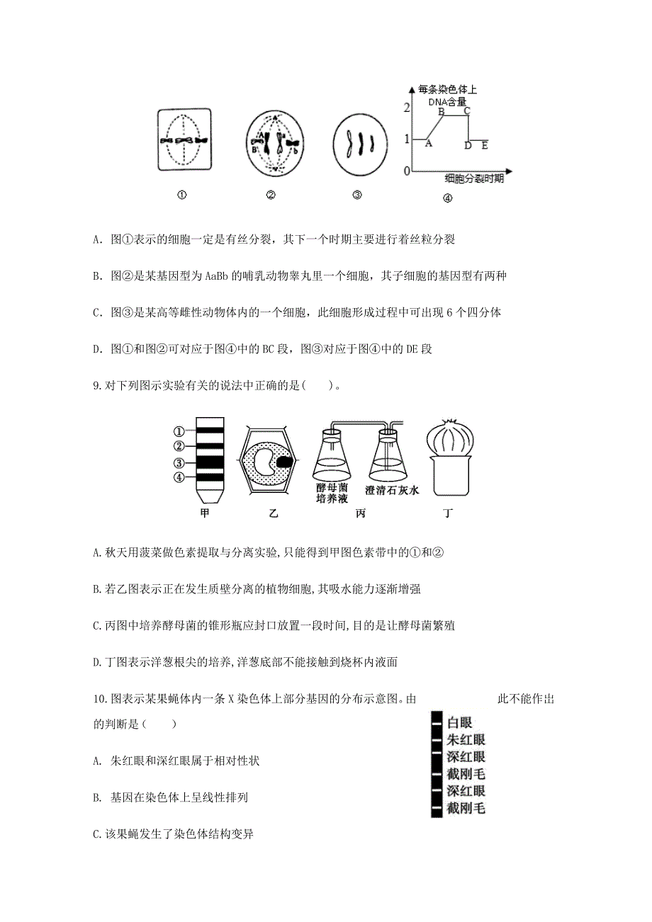 湖北省2020年秋重点高中协作体起点考试高二生物试卷【含答案】_第4页