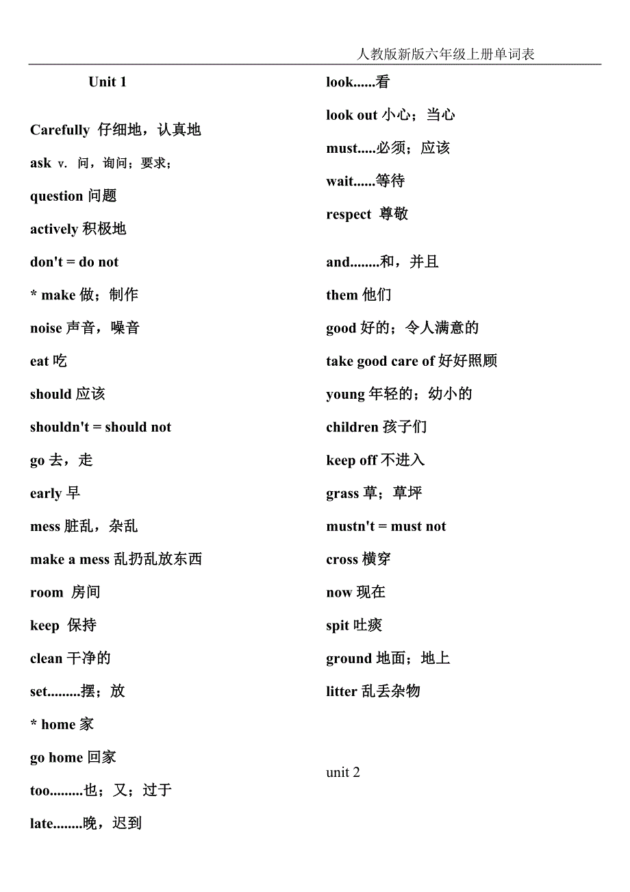 {精品}人教版新版六年级上册单词表-六年级上册单词组_第1页