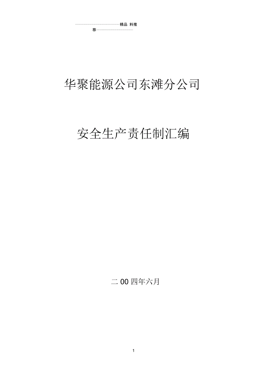 华聚能源公司东滩分公司安全责任制汇编_第1页