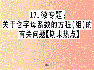 通用版201X年秋八年级数学上册17微专题关于含字母系数的方程组的有关问题期末热点习题讲评北师大版