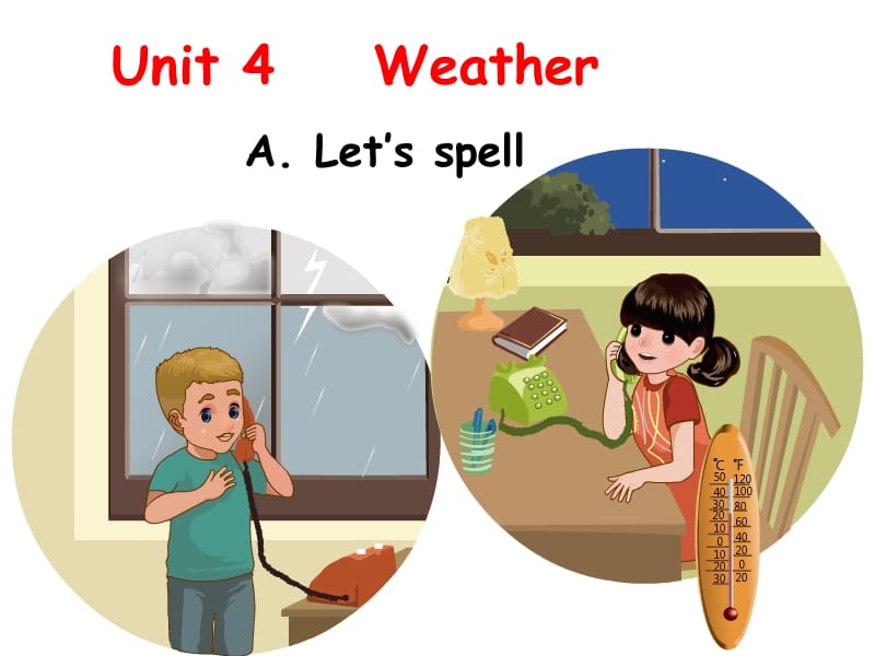 四年级下册Unit3_Weather_A lets spell课件_第1页