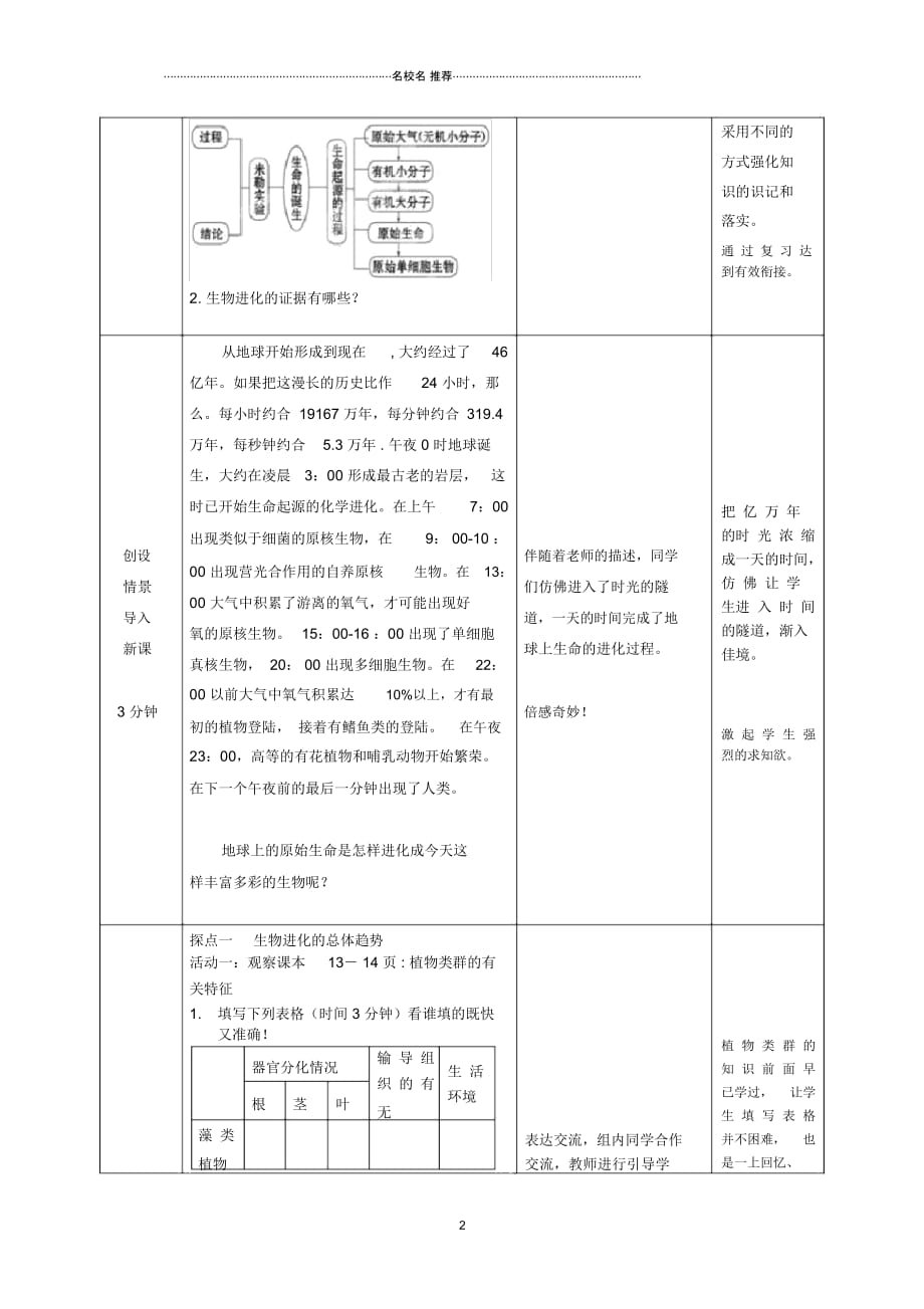 山东省枣庄市峄城区吴林街道中学初中八年级生物下册第五单元第一章《生命的起源和进化》第3节《生物进化_第2页