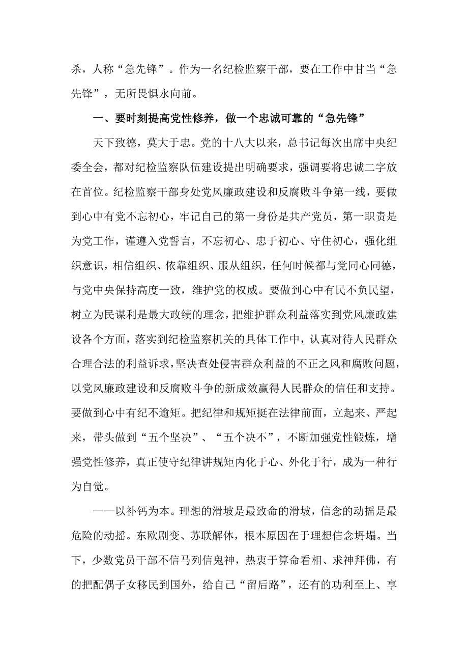 老西藏精神心得与讲政治、重廉洁、守纪律做一名纪检监察铁军的“急先锋”（党课讲稿）两篇_第5页