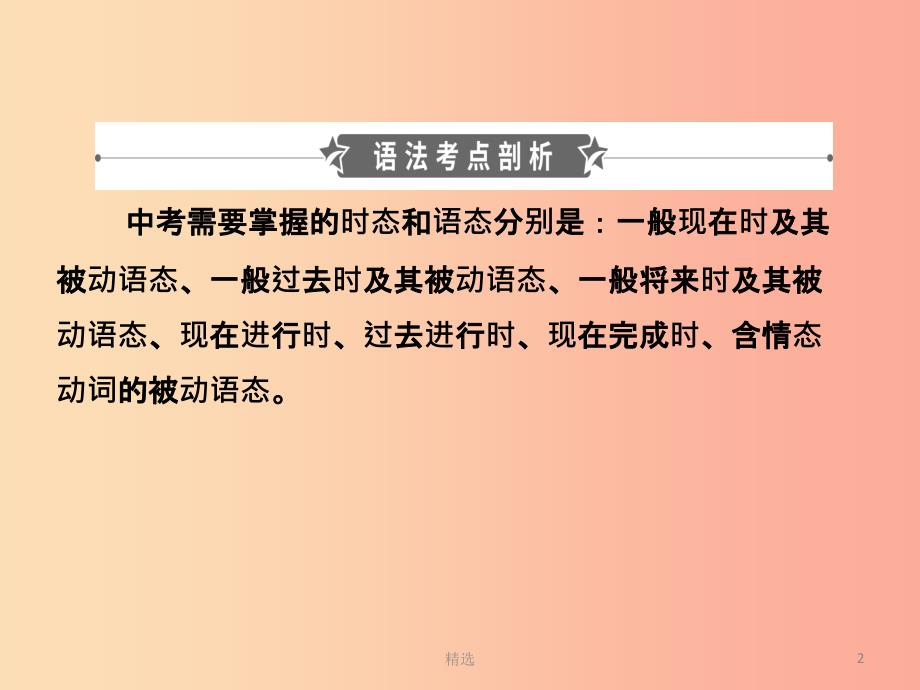 山东省201X年中考英语总复习语法十一动词的时态与语态课件_第2页