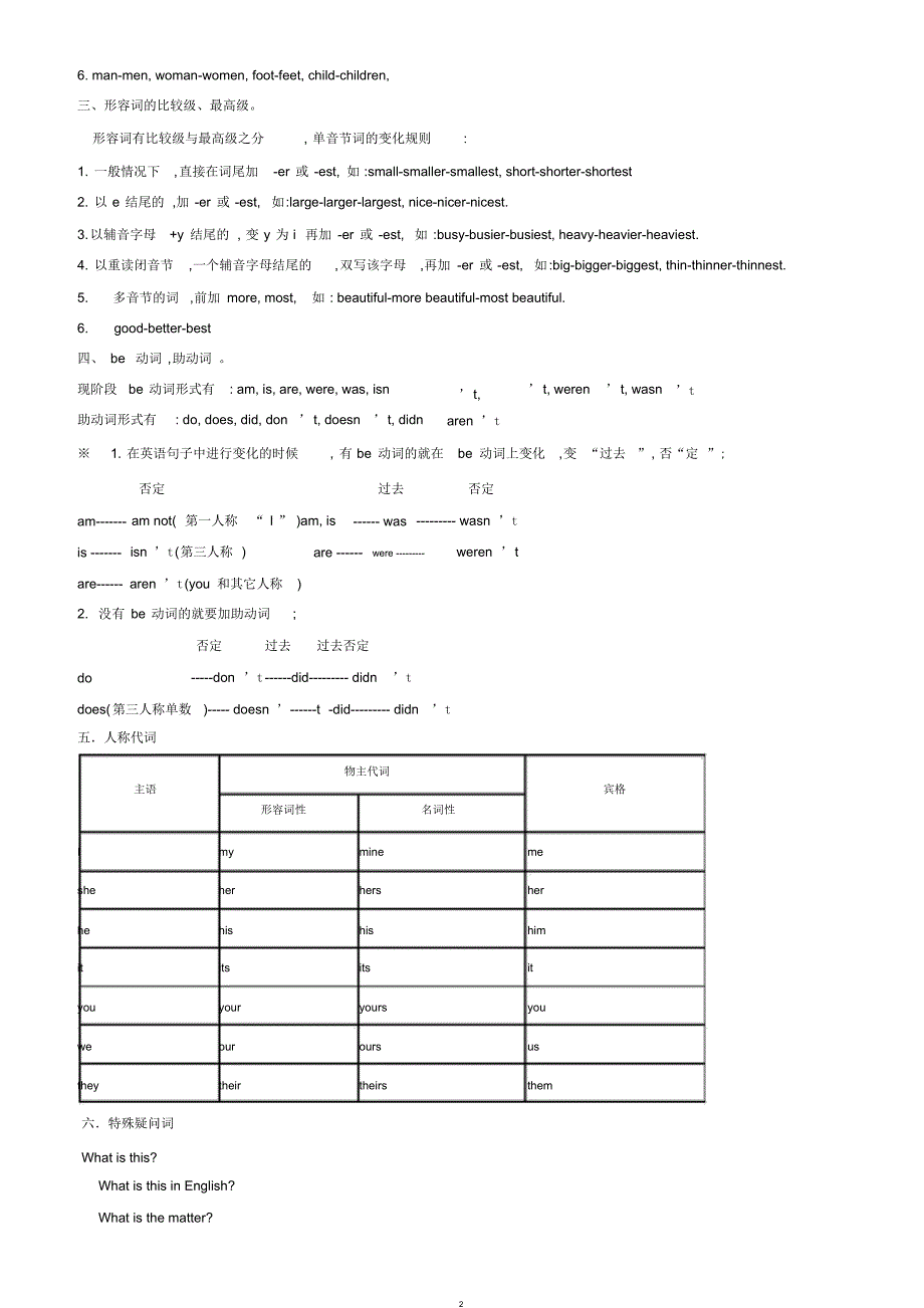 小学英语语法总结及练习_第2页