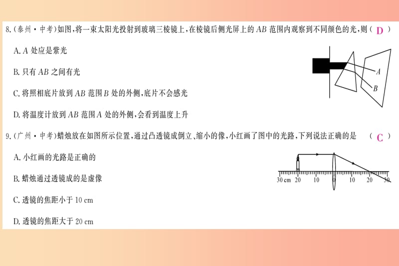 四川省绵阳市201X年中考物理 光现象与透镜的运用专题检测复习课件_第4页