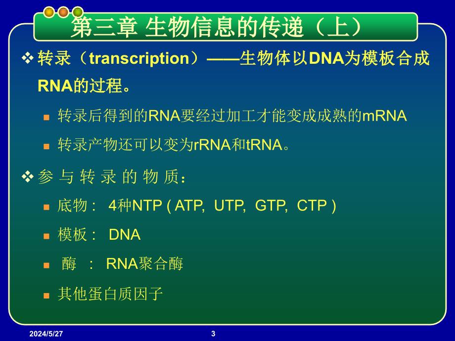 基因工程PPT课件 第三章 生物信息的传递(上)-从DNA到RNA_第3页