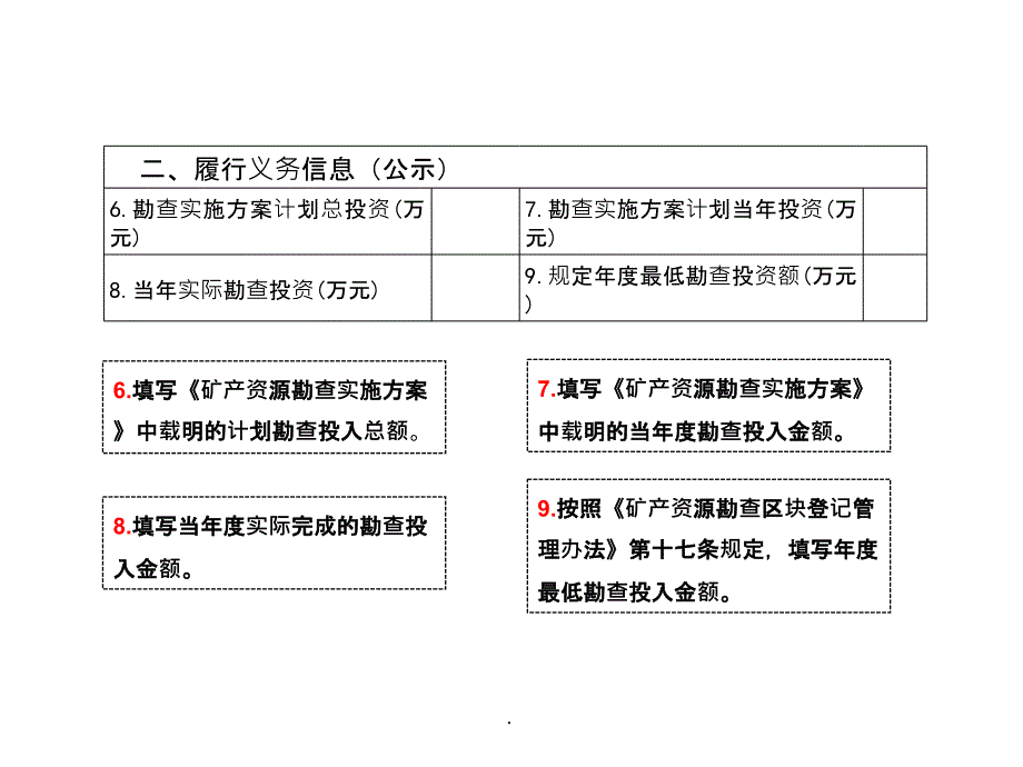 矿产资源勘查项目年度信息表(年度)ppt课件_第3页