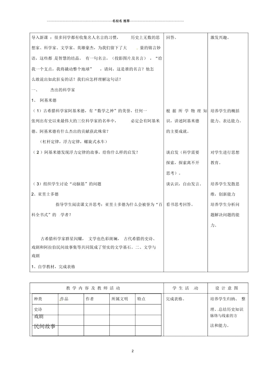 江苏省如皋市白蒲镇九年级历史上册第三单元古代文明的传播与发展第9课古代科技与思想文化(二)名师教_第2页