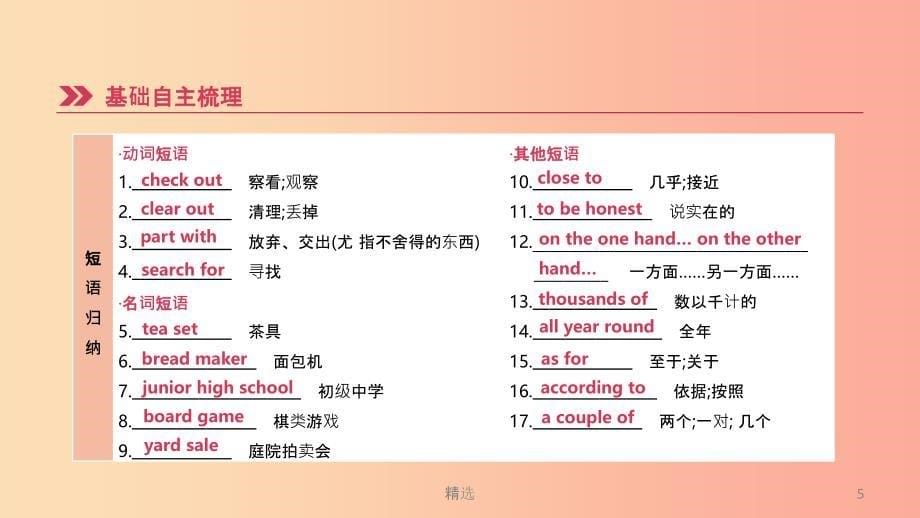 浙江省杭州市201X年中考英语一轮复习 第14课时 Units 9-10（八下）课件_第5页