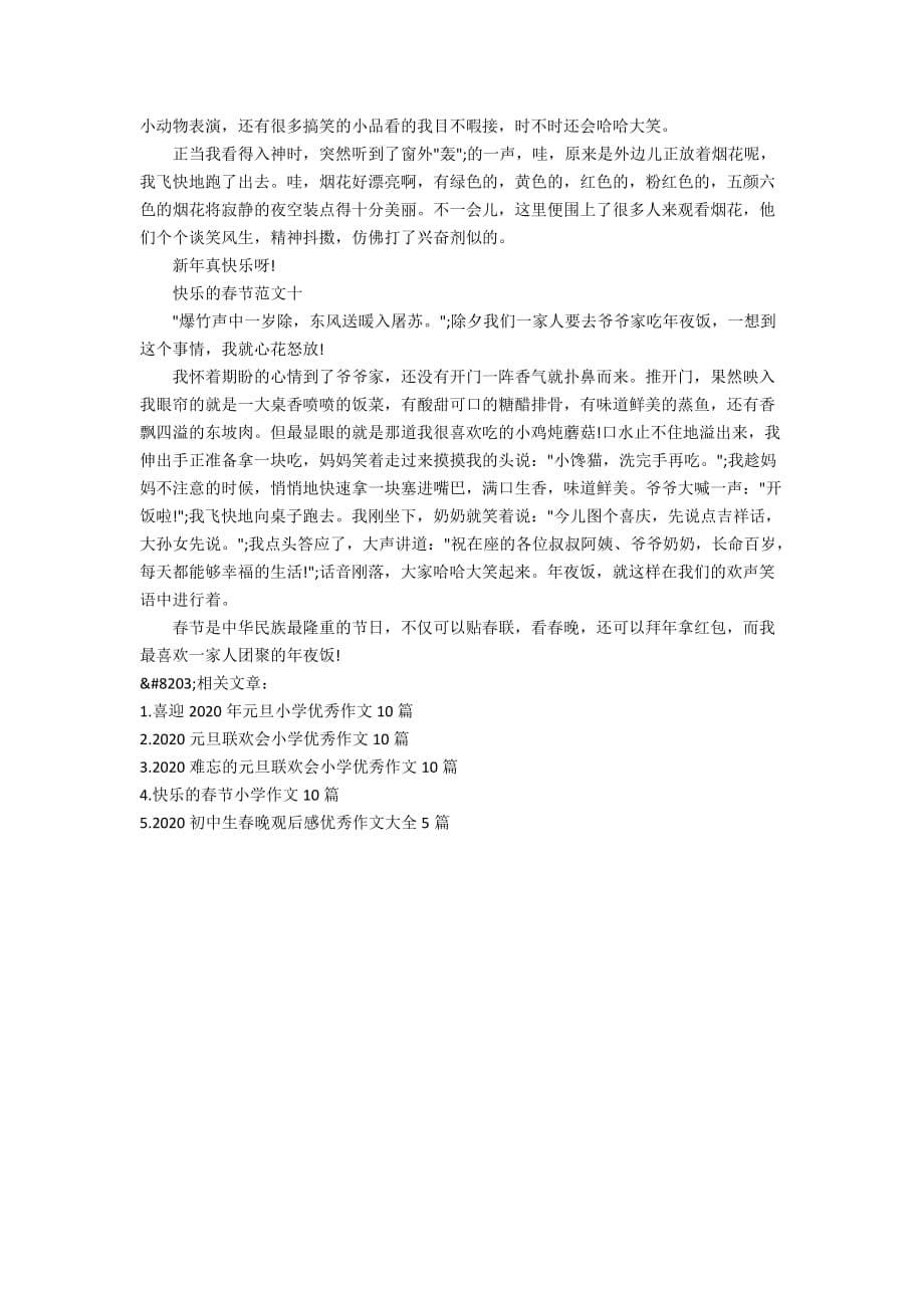 2020快乐的春节小学优秀作文10篇_第5页