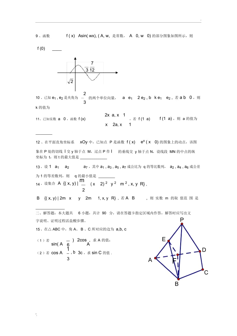 2011江苏高考数学试题及答案理科_第2页