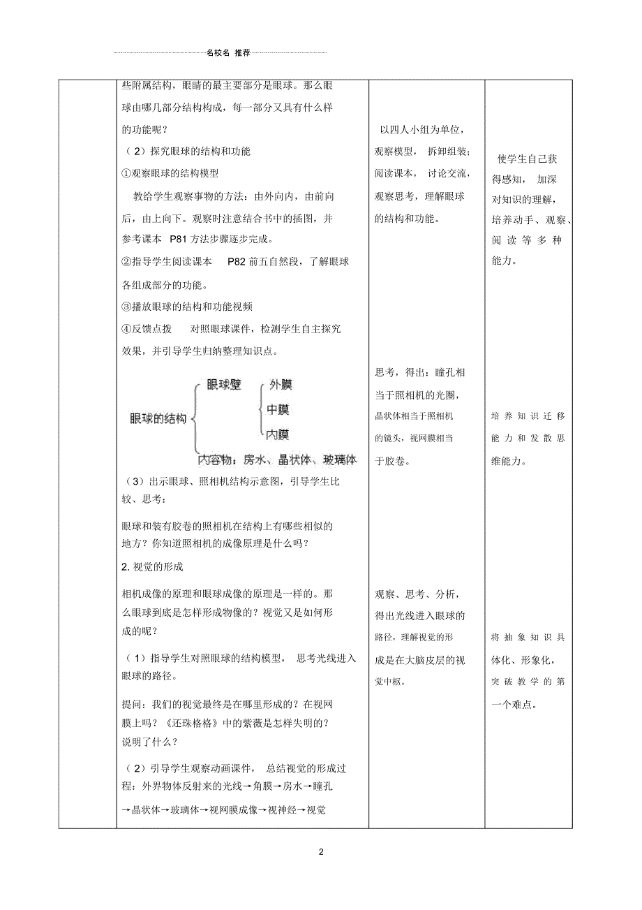 初中七年级生物下册4.12.2感受器与感觉器官名师精选教案北师大版_第2页