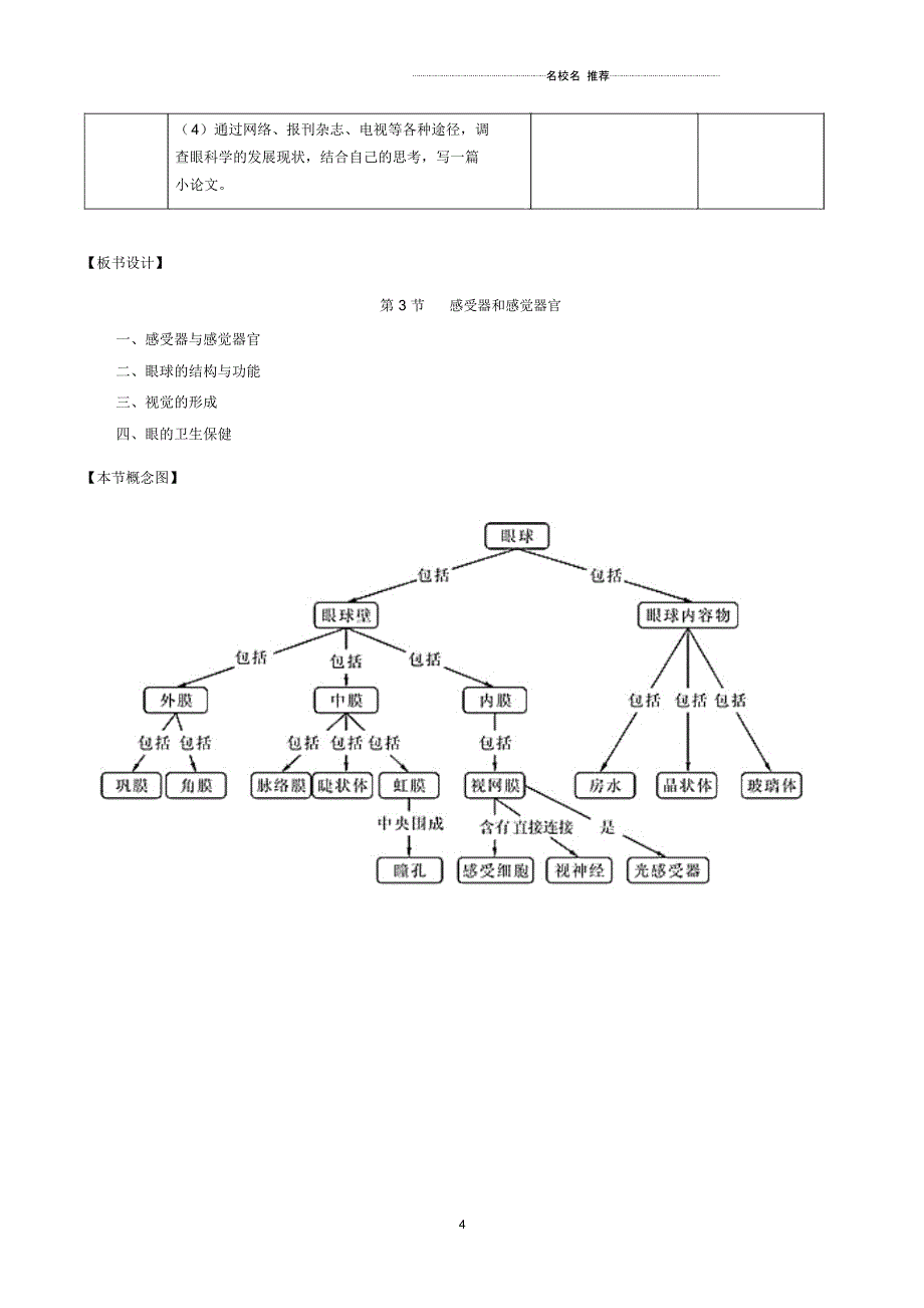 初中七年级生物下册4.12.2感受器与感觉器官名师精选教案北师大版_第4页
